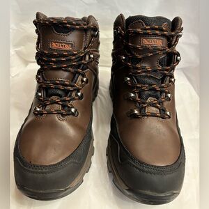 Pacific Trail Brown Leather Hiking Boots with Ankle Support color chocolate.